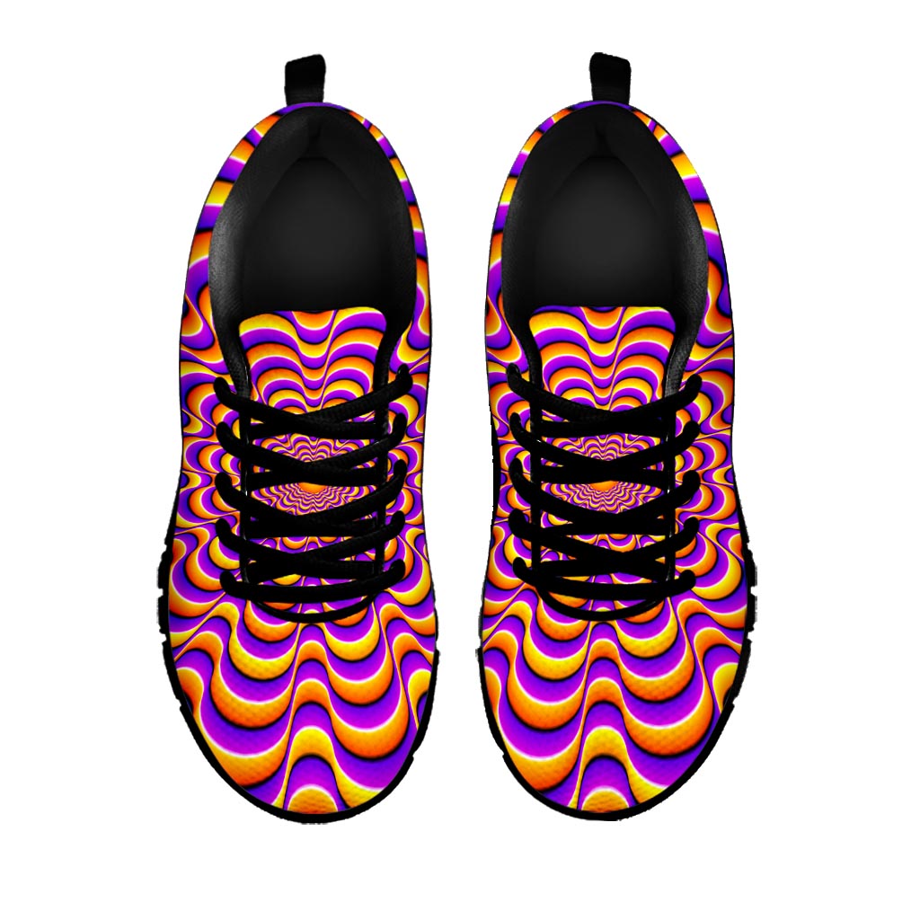 Yellow Splashing Moving Optical Illusion Black Running Shoes