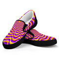 Yellow Splashing Moving Optical Illusion Black Slip On Sneakers