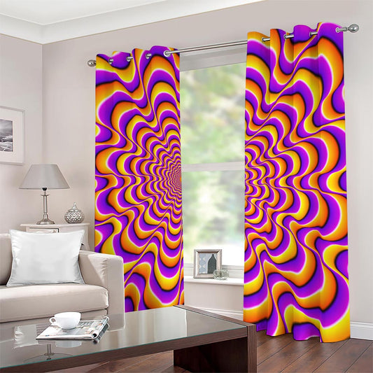 Yellow Splashing Moving Optical Illusion Blackout Grommet Curtains