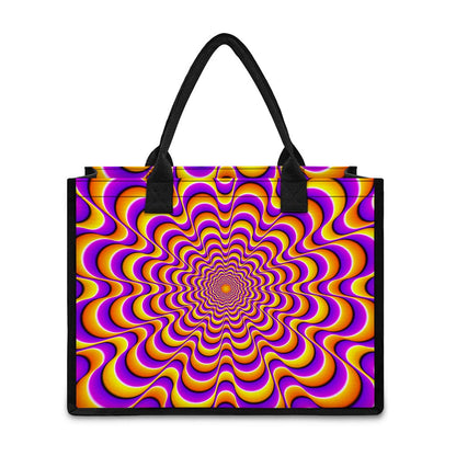 Yellow Splashing Moving Optical Illusion Canvas Tote Bag