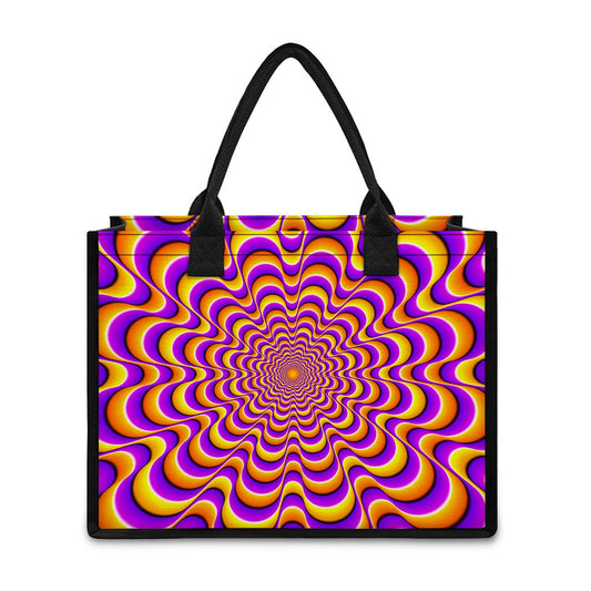 Yellow Splashing Moving Optical Illusion Canvas Tote Bag