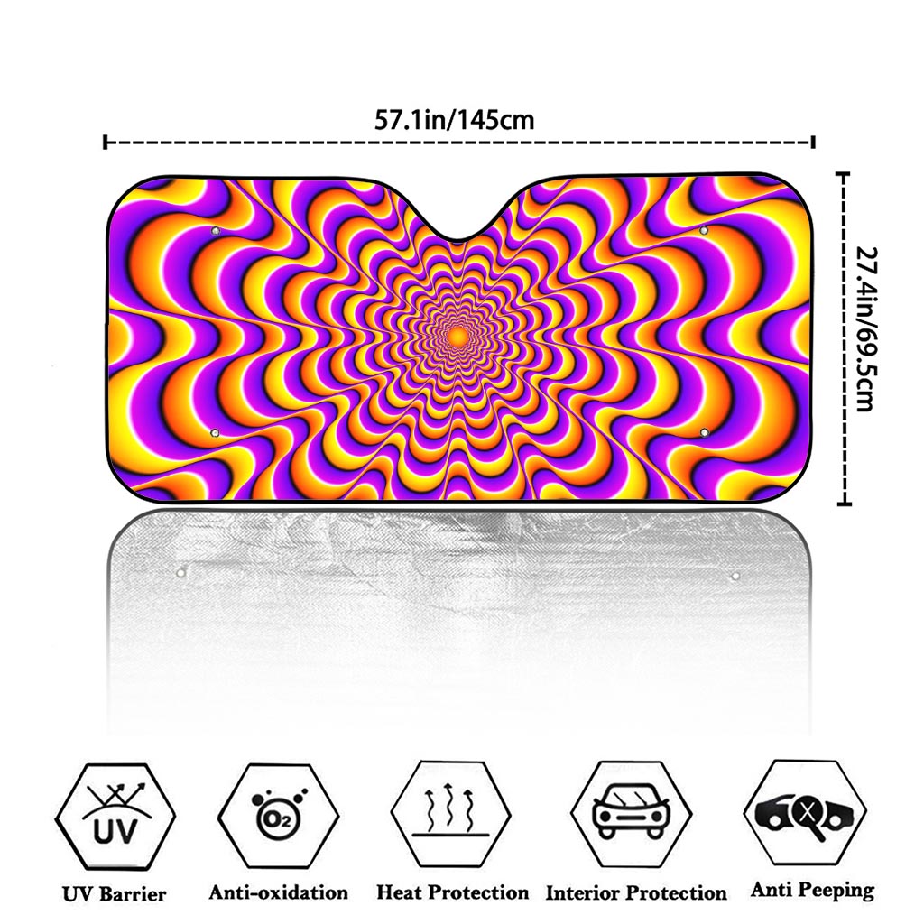 Yellow Splashing Moving Optical Illusion Car Windshield Sun Shade