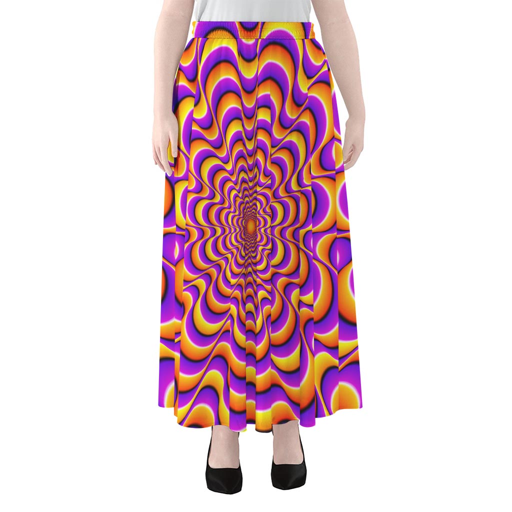 Yellow Splashing Moving Optical Illusion Chiffon Maxi Skirt