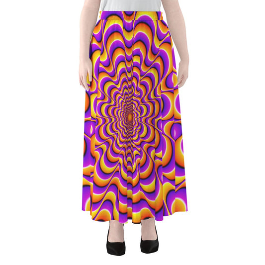 Yellow Splashing Moving Optical Illusion Chiffon Maxi Skirt