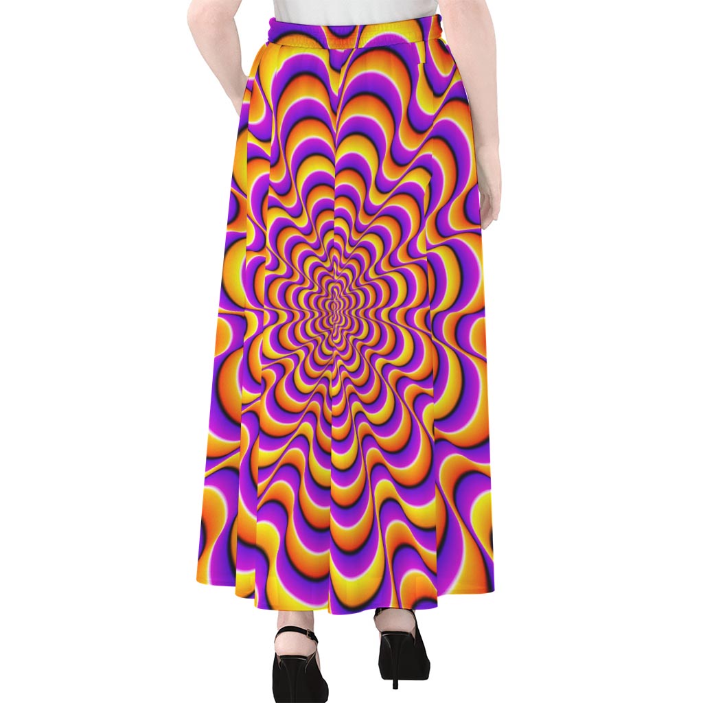 Yellow Splashing Moving Optical Illusion Chiffon Maxi Skirt
