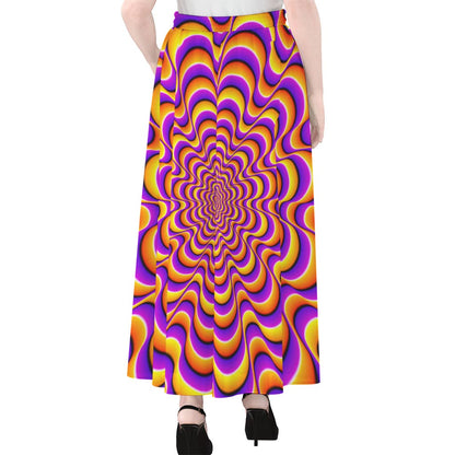 Yellow Splashing Moving Optical Illusion Chiffon Maxi Skirt