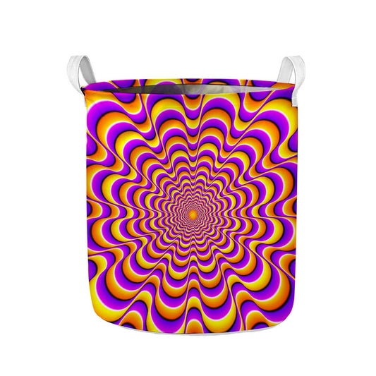 Yellow Splashing Moving Optical Illusion Collapsible Laundry Basket