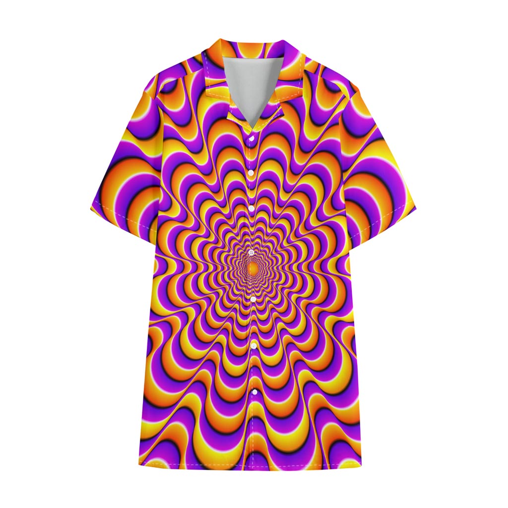 Yellow Splashing Moving Optical Illusion Cotton Hawaiian Shirt