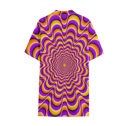Yellow Splashing Moving Optical Illusion Cotton Hawaiian Shirt