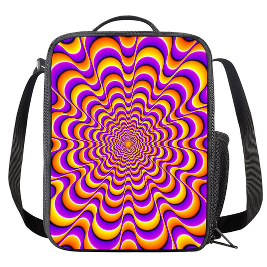 Yellow Splashing Moving Optical Illusion Crossbody Lunch Bag