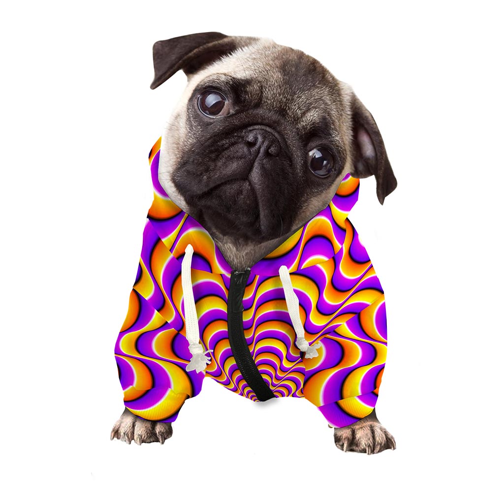 Yellow Splashing Moving Optical Illusion Dog Zip Up Hoodie