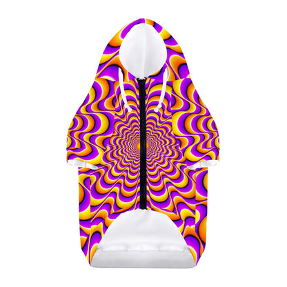 Yellow Splashing Moving Optical Illusion Dog Zip Up Hoodie