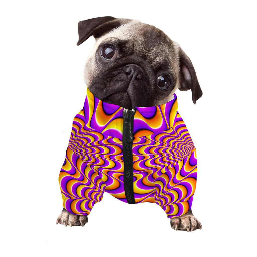 Yellow Splashing Moving Optical Illusion Dog Zip Up Jacket