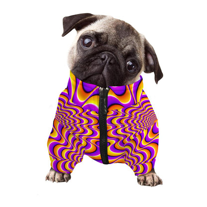 Yellow Splashing Moving Optical Illusion Dog Zip Up Jacket