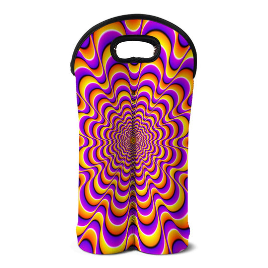 Yellow Splashing Moving Optical Illusion Double Neoprene Wine Tote
