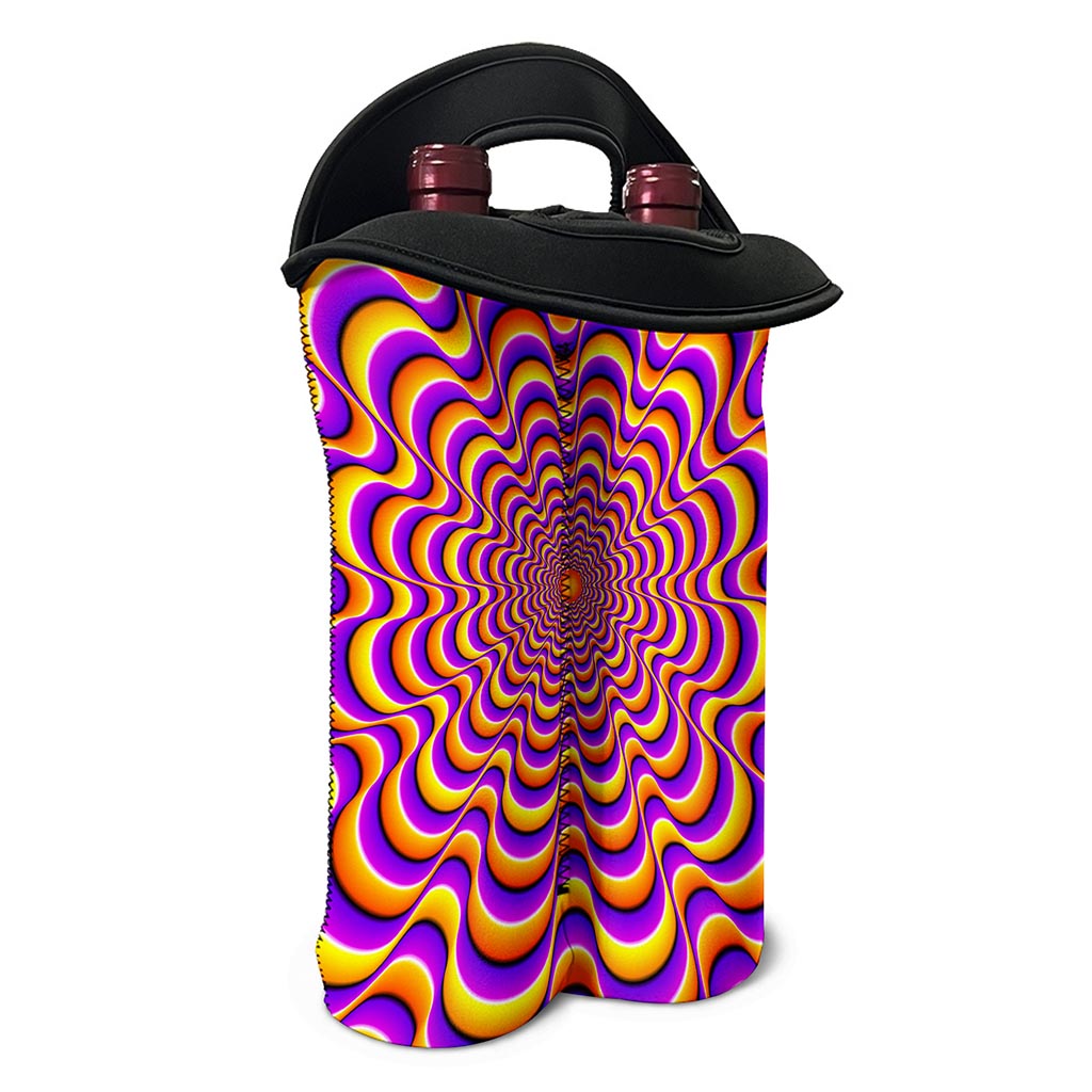 Yellow Splashing Moving Optical Illusion Double Neoprene Wine Tote