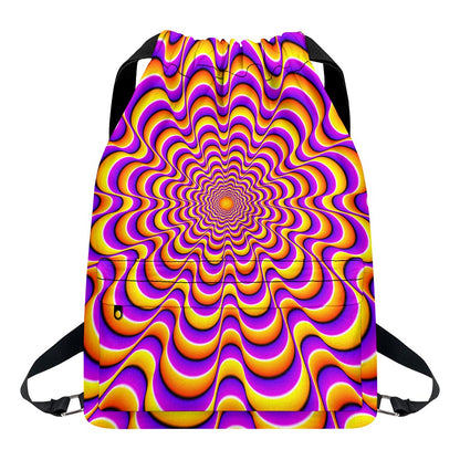 Yellow Splashing Moving Optical Illusion Drawstring Backpack