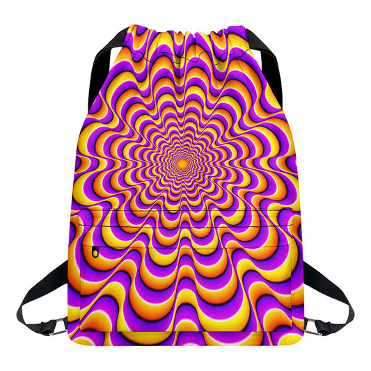 Yellow Splashing Moving Optical Illusion Drawstring Backpack