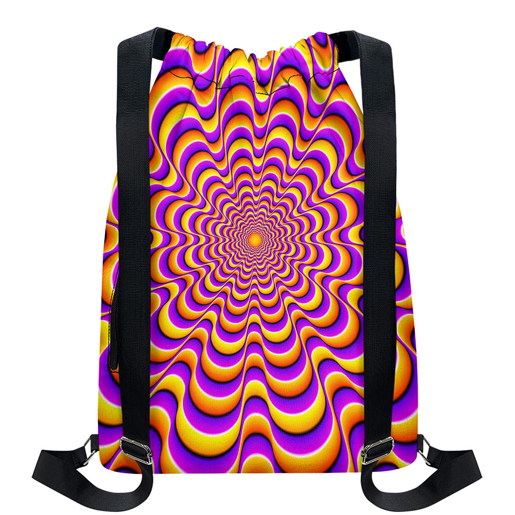 Yellow Splashing Moving Optical Illusion Drawstring Backpack