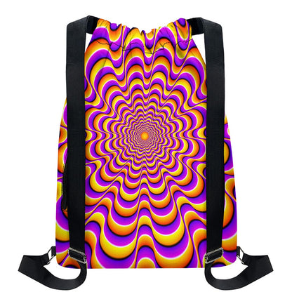Yellow Splashing Moving Optical Illusion Drawstring Backpack