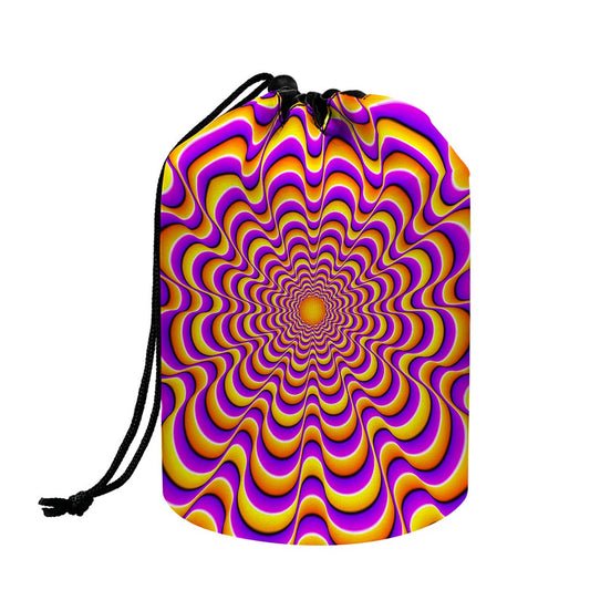 Yellow Splashing Moving Optical Illusion Drawstring Makeup Bag