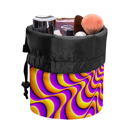 Yellow Splashing Moving Optical Illusion Drawstring Makeup Bag