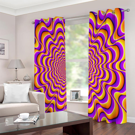 Yellow Splashing Moving Optical Illusion Extra Wide Grommet Curtains