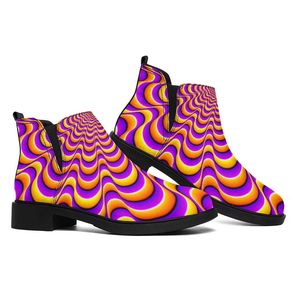 Yellow Splashing Moving Optical Illusion Flat Ankle Boots