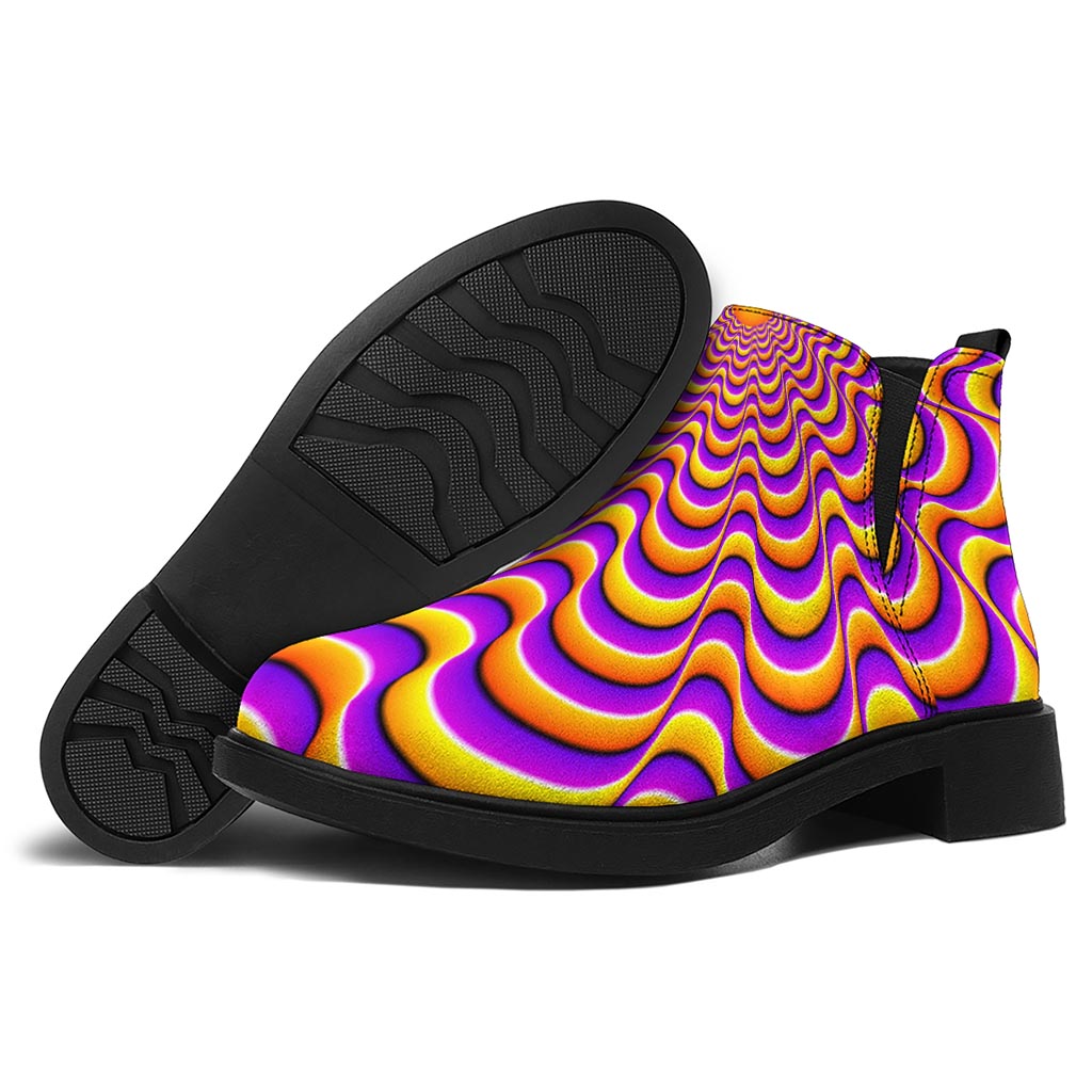 Yellow Splashing Moving Optical Illusion Flat Ankle Boots