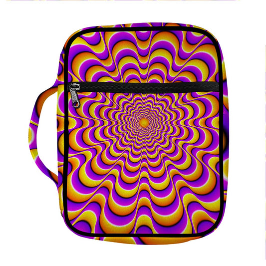 Yellow Splashing Moving Optical Illusion Front Pocket Bible Bag