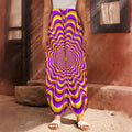 Yellow Splashing Moving Optical Illusion Harem Pants
