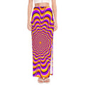 Yellow Splashing Moving Optical Illusion High Slit Maxi Skirt
