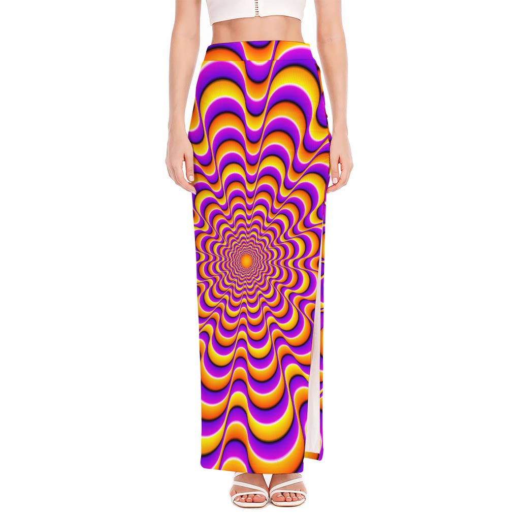 Yellow Splashing Moving Optical Illusion High Slit Maxi Skirt