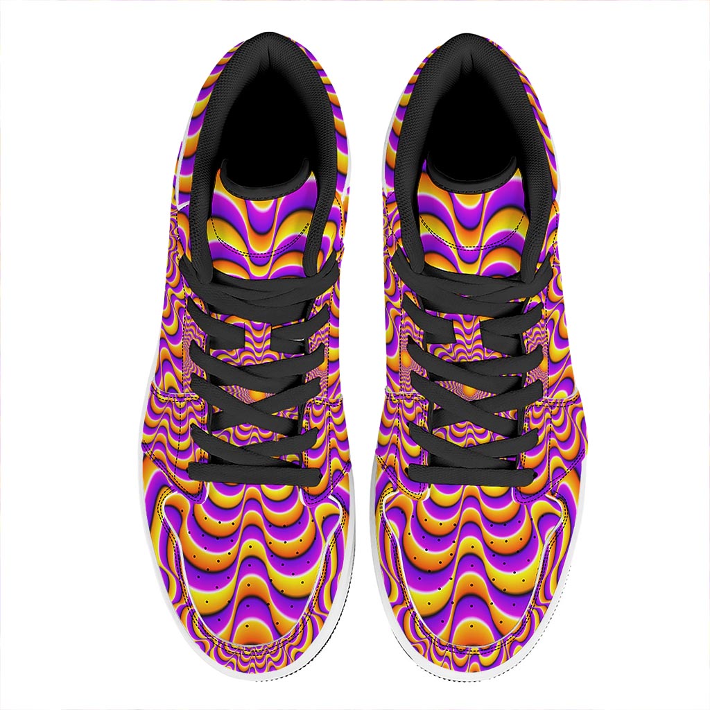 Yellow Splashing Moving Optical Illusion High Top Leather Sneakers