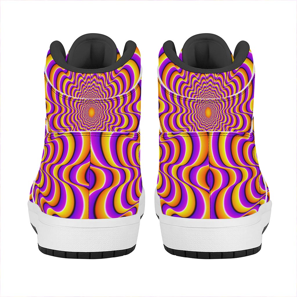Yellow Splashing Moving Optical Illusion High Top Leather Sneakers