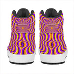 Yellow Splashing Moving Optical Illusion High Top Leather Sneakers