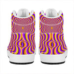 Yellow Splashing Moving Optical Illusion High Top Leather Sneakers