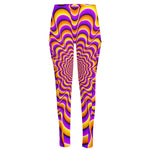 Yellow Splashing Moving Optical Illusion High-Waisted Pocket Leggings