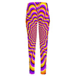 Yellow Splashing Moving Optical Illusion High-Waisted Pocket Leggings