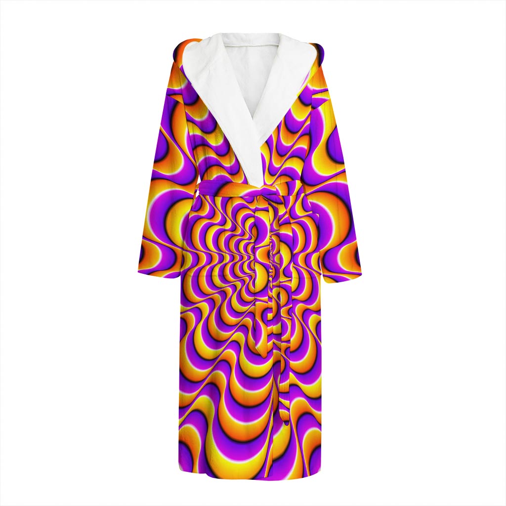 Yellow Splashing Moving Optical Illusion Hooded Bathrobe