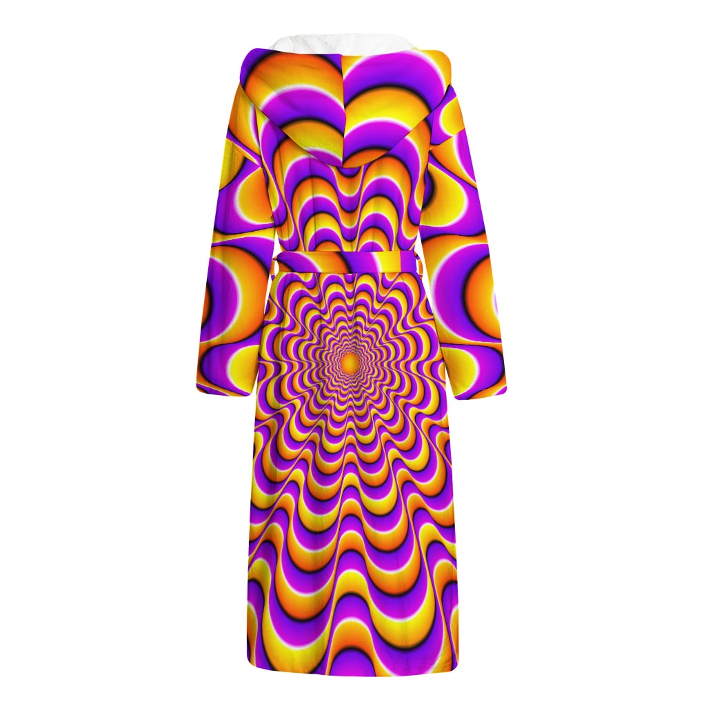 Yellow Splashing Moving Optical Illusion Hooded Bathrobe