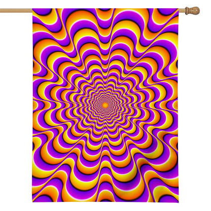 Yellow Splashing Moving Optical Illusion House Flag