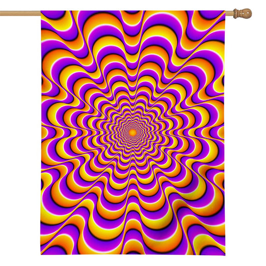 Yellow Splashing Moving Optical Illusion House Flag
