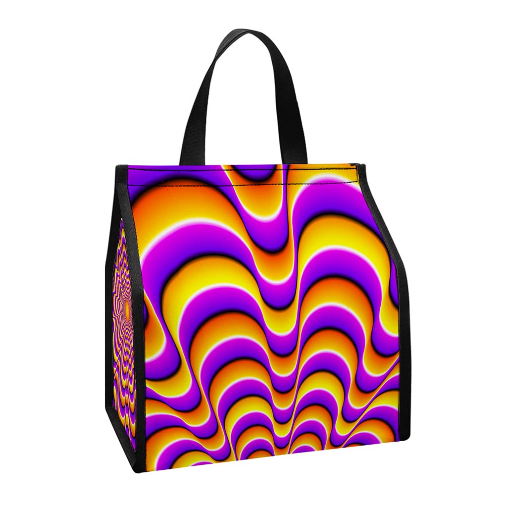 Yellow Splashing Moving Optical Illusion Insulated Lunch Tote