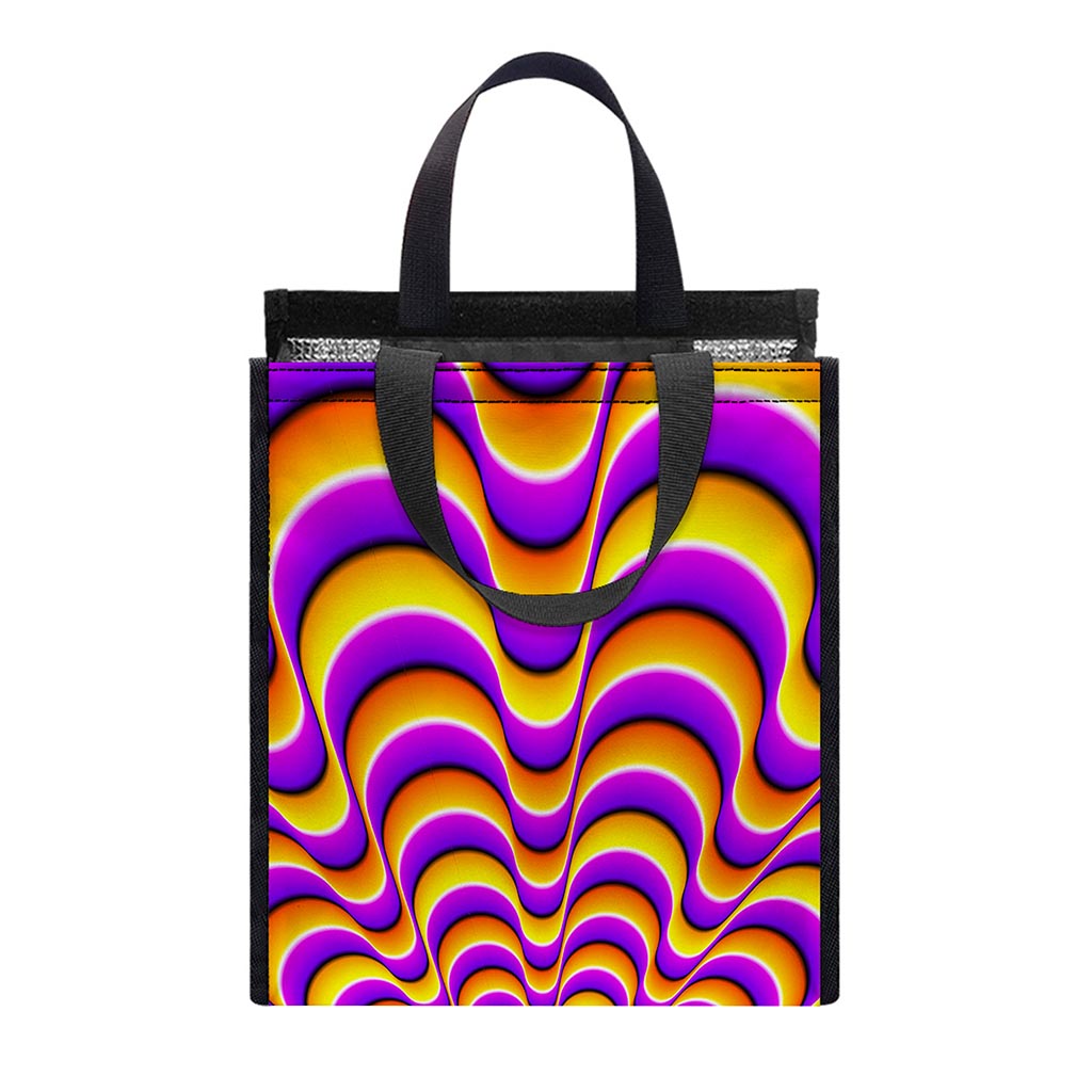 Yellow Splashing Moving Optical Illusion Insulated Lunch Tote