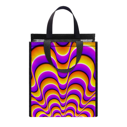 Yellow Splashing Moving Optical Illusion Insulated Lunch Tote