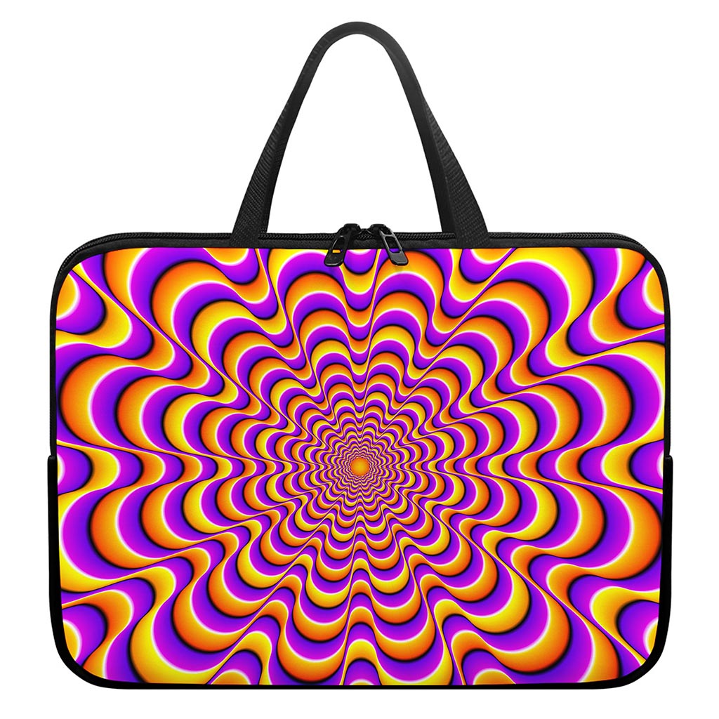 Yellow Splashing Moving Optical Illusion Laptop Sleeve With Handle