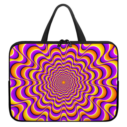 Yellow Splashing Moving Optical Illusion Laptop Sleeve With Handle