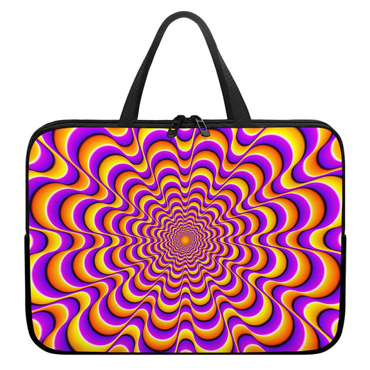 Yellow Splashing Moving Optical Illusion Laptop Sleeve With Handle
