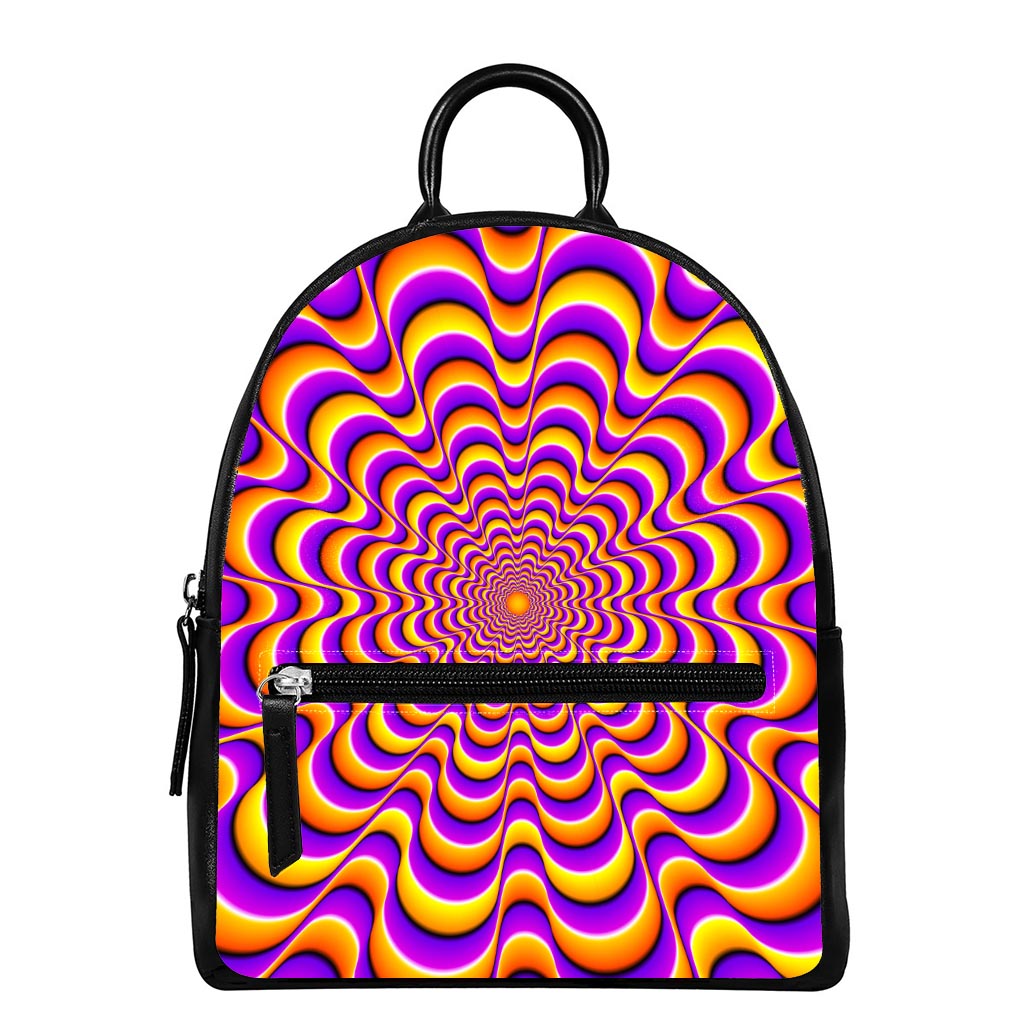 Yellow Splashing Moving Optical Illusion Leather Backpack